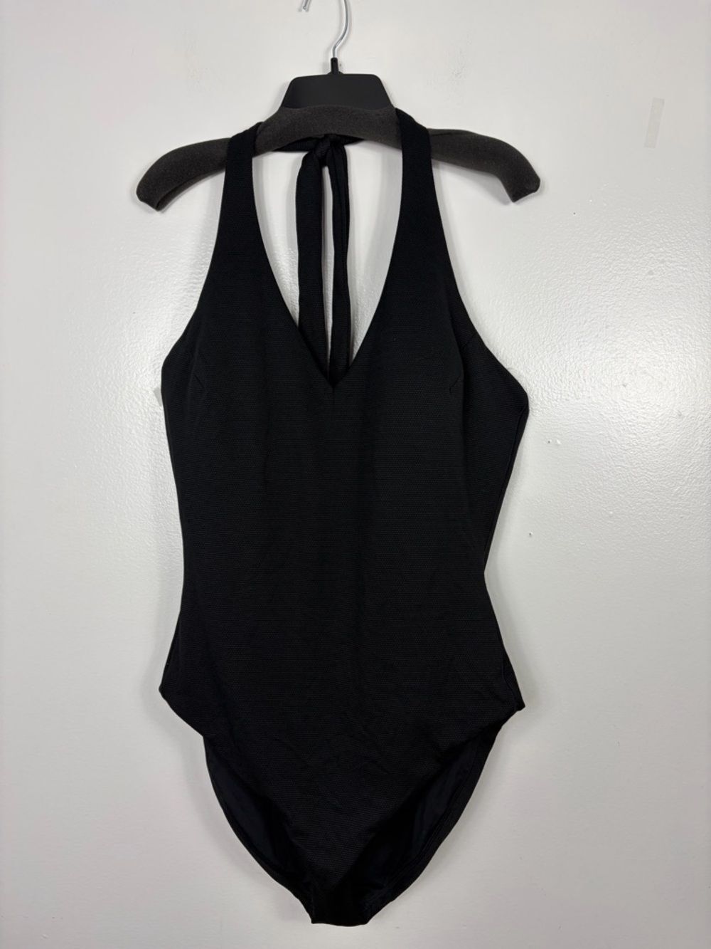 Spanx Pique Sculpting Black Halter One-Piece Swimsuit 2X